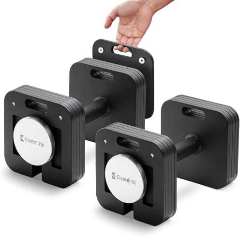 Eisenlink Adjustable Dumbbells, 50lbs Pair, 5pound Increments, Quick-Lock Square Weight set for Home Gym Fitness (50lbx2)