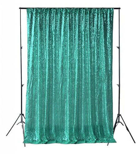 WedDecor Rideau de Toile de Fond Vert émeraude Brillant à Paillettes pour Studio Photo, Bal, Mariage, Noël, fête d'anniversaire, célébrations, événements et décoration, 1,2 x 2,1 m