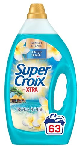 X-Tra par Super Croix - Lessive Liquide - Bora Bora - Fleurs de Monoï & Lait d'Aloe - Moment Evasion - Experience Sensorielle - Parfum Intense - Longue Durée - Efficace dès 20°C - 63 Lavages