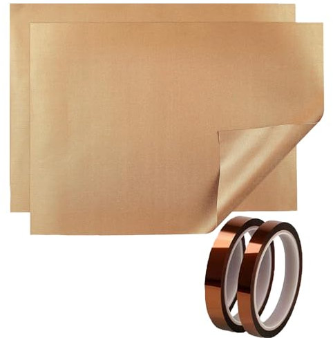4 PCS High Temp Tape and Teflon Sheet Set, 16 x 20 Teflon Sheets for Heat Press Heat Taper Reusable Heat Resistant Craft Mat, Heat Resistant Pressing Pillows Mat Protects Iron and Work Area (2PCS)