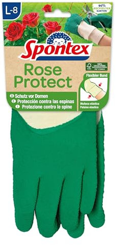 Spontex Rose Protect Gartenhandschuhe, extra robust für Dornen und Hecken, mit FSC-Naturkautschuklatex, Größe L, 1 Paar
