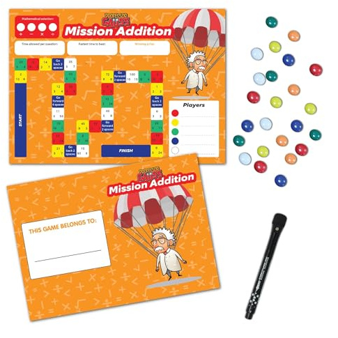 Professor Gauss™ Key Stage 2 Printed Magnet Game - Mission Addition - Magnetic A3 Sheet for Fridge, Whiteboard or Office