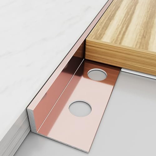 Raouoae Perfil De Baldosas L Para Paredes Y Suelos 125 Cm X 2 Piezas Riel De Borde De Esquina Duradero Y Resistente A Los Arañazos Perfil De Extremo Para Baño, Cocina Y Sala De Estar(Rose gold,Height: