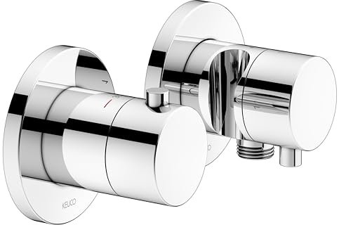 KEUCO PLAN Blue 53953011221 Thermostat Tap Set UP 2-Way with Hose Connection and Shower Holder, Chrome-Plated