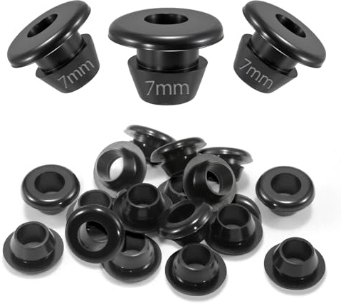 TXXATX 50 stycken gummityll kabelgenomföring ID 7 mm kabelgenomföring gummi inbyggd diameter 9 mm kabeltyll vattentät genomgångstyll svart gummityll för kabeltrådar skydd