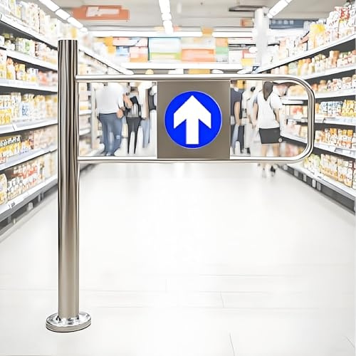 Entrance Swing Gate, 90°Opens Spring-Loaded Automatic Closure One-Way Door, Stainless Steel Entrance and Exit Device for Library Store Entrance,Right-85x100cm