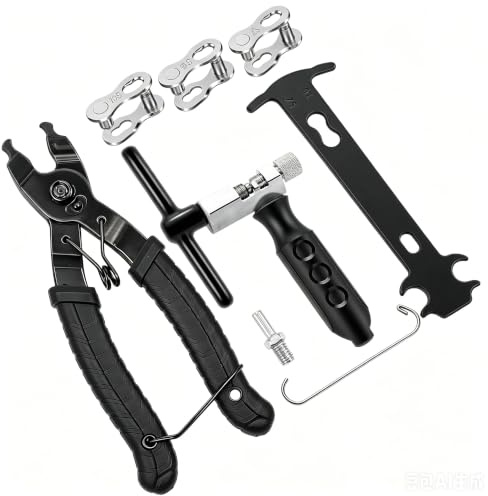 Fahrradkettenwerkzeug-Set, Kettenzange,Kettentrenner, Kettenprüflehre für 6/7/8/9/10-fach Ketten, Kettenreparatur, Kettenglied-Demontagewerkzeug für Rennräder und Mountainbikes.