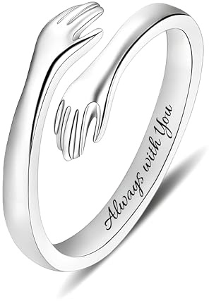 Personalized Engraved Name Ring 925 Sterling Silver for Women & Men, Adjustable Custom Ring, Name Rings,Personalized Gift for Anniversary, Birthday, Wedding (Silver)