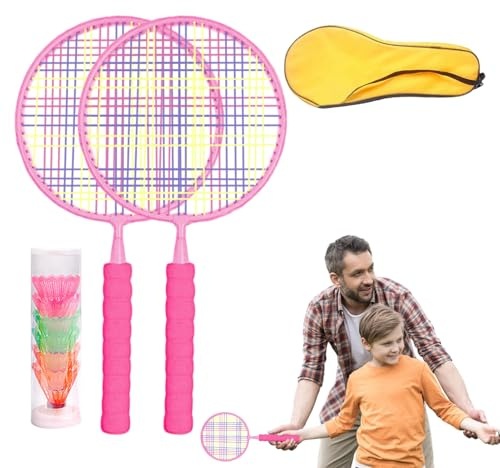 Set De Badminton Enfant - Raquettes Badminton pour Débutants - Raquettes Léger pour 3 À 7 Ans Entraînement Sportif Jeux Extérieur Pelouse Loisirs Familiaux Éducation Physique École Fitness Jardin