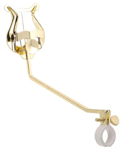 ifundom Trombone Lyre Sheet Music Holder Clip Trumpet Marching Lyre Metal Clamp-on Trombone Marching for Beginner Practicing Golden