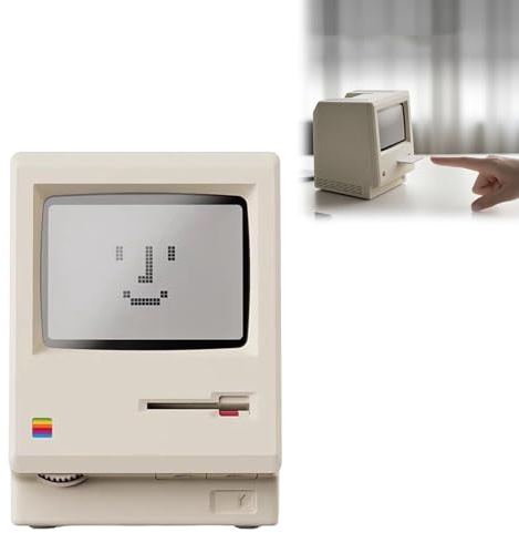 Ny Maclock Retro Pixel väckarklocka 1984 80-tal datorstil elektronisk digital klocka med LCD-skärm kreativitetslarm skrivbordsdekor artefakt datortangentbord (vit)