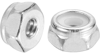 QUARKZMAN 100Pcs #6-32 Écrous Hexagonaux Autobloquants À Insert Nylon, 304 Acier Inoxydable Écrou Autobloquant À Insert Nylon Pour Fixations Industrielles De Construction, Argenté & Blanc