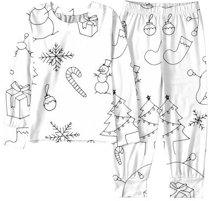 Generisch 2026 manga larga Top Pantalones DIY Doodle Craft Actividad Traje para niños pequeños en invierno, Blanco, 9-10 años