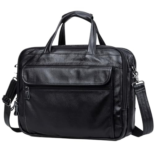 laptopfodral, Kontorsväska i äkta läder A4 Handväska Business Casual Herrresor 15,6 axelväskor for bärbar dator
