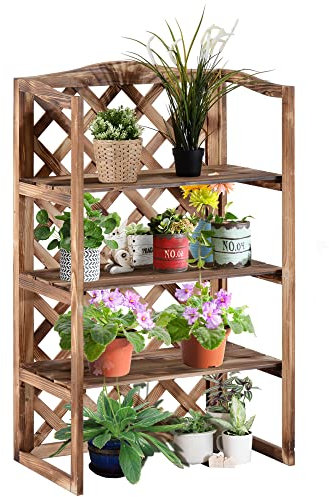 Outsunny portafiori Portafiori Portapiante Panca per Fiori 3 Livelli Legno di Abete (Modello8)