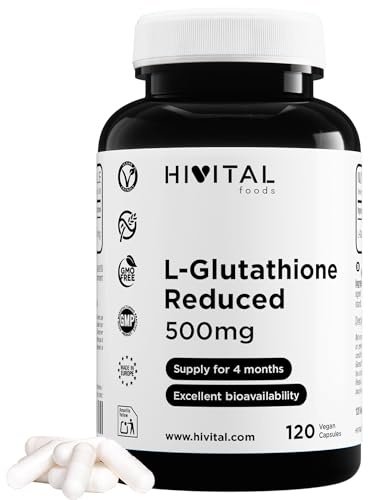 Glutation 500 mg Reducerad till 98%. 120 veganska kapslar. | Tillverkad med den Glutationmolekyl som har den bästa absorptionen. Tillverkad i Europa av HIVITAL