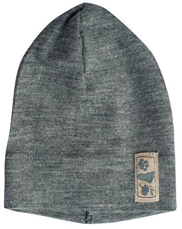 Lilano, Kinder/Baby Beanie Mütze, 70% Wolle (kbT), 30% Seide, 210 g/m² (Grau, 110-116)