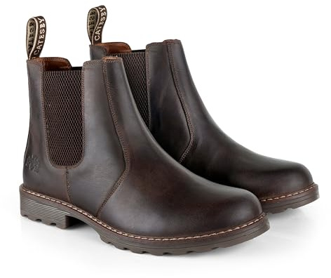 Catesby Galway Premium Leather Mens Boots Lightweight Durable Dealer Boots For Men, Waxy Brown, UK 9
