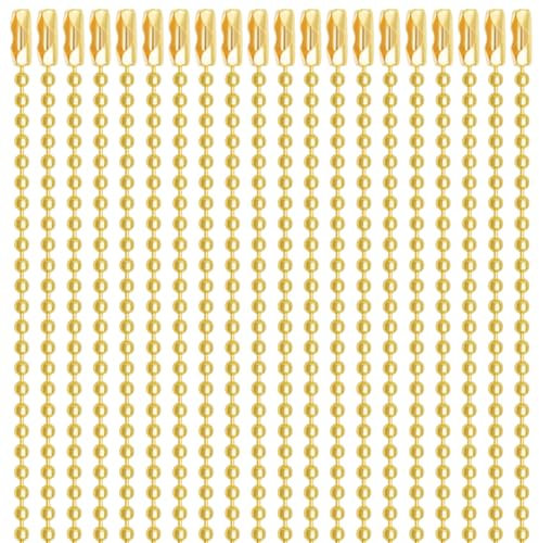 20pcs Kugelkette 30 Zoll Metall Kette Hängekette mit Verbindern für Anhänger Bead Schmuckzubehör Hängende Ornamente (Gold)
