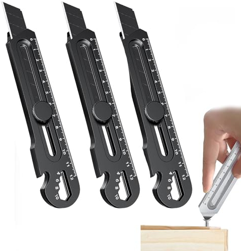 Schweres Mehrzweck Gebrauchsmesser,Edelstahl Universalmesser, Allzweckmesser Cuttermesser,Profi Cuttermesser, Multifunktionales Mehrzweck Teppichmesser Druckguss Cutter Messer (3PCS,C)