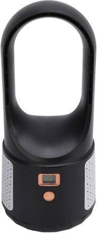 Bladlös skrivbordsfläkt fläktbord bärbar och tyst kylning med 6-växlad LED-display, vind, liten personlig fläkt, luftkylare (BLACK)
