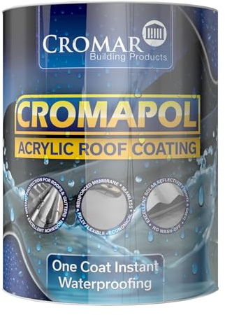 CROMAR Cromapol Acrylic Roof Coating – Black Fibre Reinforced Liquid Acrylic Waterproofing Solution | 2.5 KG