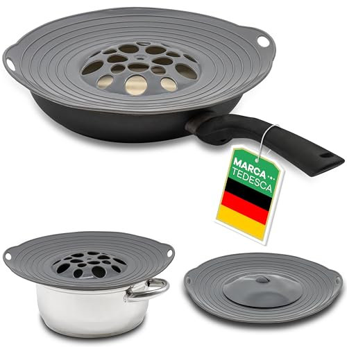 Coperchio Universale e Paraspruzzi in Silicone per Pentole e Padelle da 15-25 cm – Sicuro per gli alimenti - Previene l'ebollizione – coperchi in silicone, Paraschizzi padella, Pentola, Universal Lid