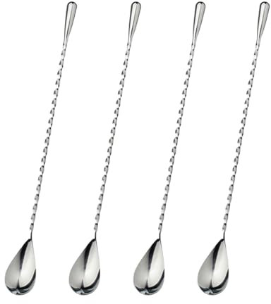 Vxcbad 4 Stück Lange Barlöffel Cocktail Spiralmuster 304 Edelstahl für Bar Cafe Küchen 30cm