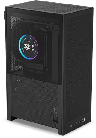 NZXT H2 Flow – Caja para PC Mini-ITX de 20,7 L con Alto Flujo de Aire – Incluye 2 Ventiladores Superiores de 120 mm y Cable Elevador PCIe 5.0 – GPU de 331 mm – Radiador de 280 mm – Negro