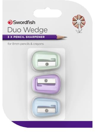 Swordfish ‘Duo Wedge’ Pencil Sharpener [Pack of 3] Assorted Colours [40389]