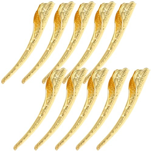 Veemoon Anillos para Uñas de Punta de Dedo Metálicos Dorados, 10 Piezas, Tamaño , Cubiertas Largas Sólidas para Disfraz y Decoración en Fiestas de Halloween y Teatro