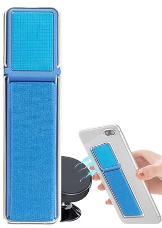 Telefon fingerrem, sommar ultratunt elastiskt mobilgrepp stativ med rostfritt stål fjäder, universell mobiltelefon fingerhållare för män kvinnor löpning resor selfie kontor blå
