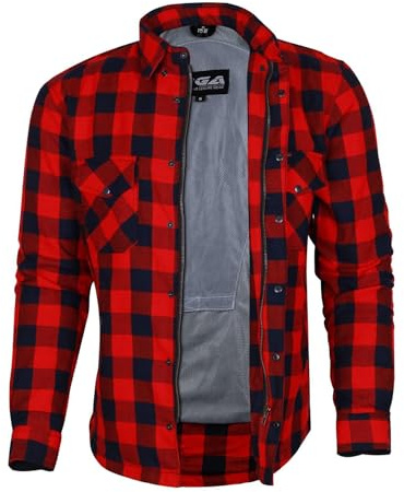 Bikers Gear Australia Motorcycle Kevlar Aramid Lined Protective Flannel Shirt