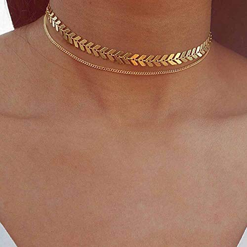 Jovono Fashion Fish Bone Choker-Halskette für Geburtstag Freundschaft Schmuck Muttertagsgeschenk (Gold)