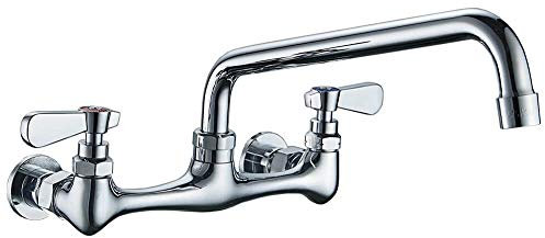 Utility Sink Faucet Wall Mount Commercial Faucet Kitchen Laundry 8 Inch Swivel Spout 2 Dual Handle Restaurant Industrial Chrome Mixer Tap by Homevacious