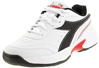 Diadora Children's Unisex Challenge 4 SL JR Tennis Shoes Indoor Shoes White / B, white black, 6 UK