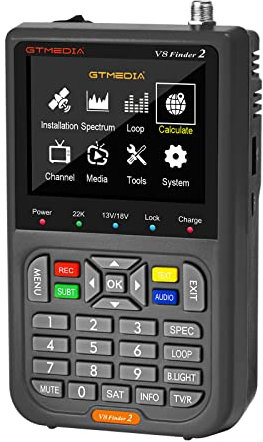 GT MEDIA V8 Finder2 Satellite Finder Meter Digital Sat Finder Measuring Device Satellite Detection DVB-S2X Signal Receiver Decoder H.264 HD 3.5LCD For setting the satellite dish