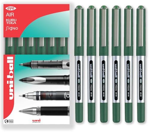 uni-ball Eye Micro UB-150 Gelschreiber, 0,5 mm, in Geschenkbox, 6 Stück, Grün