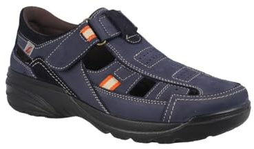 Luisetti Sandalo da uomo chiuso per trekking e uso urbano, realizzato in pelle con finitura grassa, Sandalo Bronx 16250ST, JEANS, 43 EU