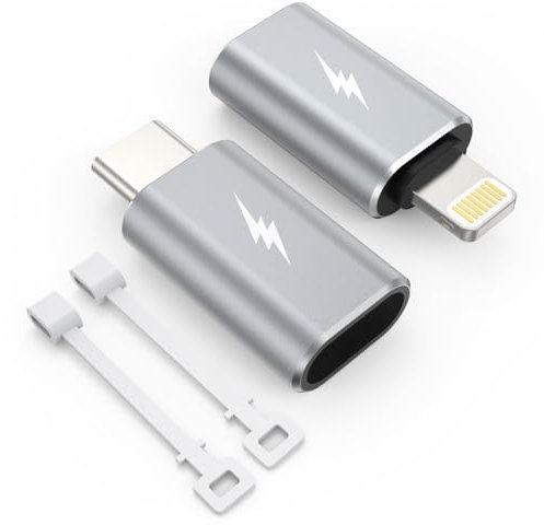 TechMatte Adapter für Lightning auf USB C und USB C auf Lightning, Standard-Ladegerät, Kompatibel mit iPhone/iPad/AirPods/MacBook/Samsung/Google, Unterstützt Keine Kopfhörer/OTG (1+1 Stück)