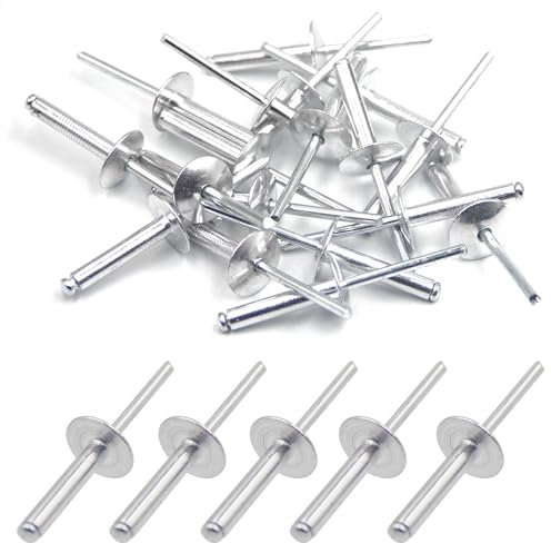 BESTYCHAO 50pcs Aluminum Blind Rivets with Large Flange 4.8mm x 25mm, Pack of 50 (Silver)