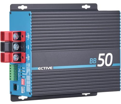 ECTIVE Laderegler BB50-24V auf 24V, 50A, B2B, Bluetooth, Überlastungsschutz, Temperatursensor - Autobatterie Ladegerät, Ladebooster, Batterieladegerät für Nass, AGM, Gel, SLA, 4xLiFePO4