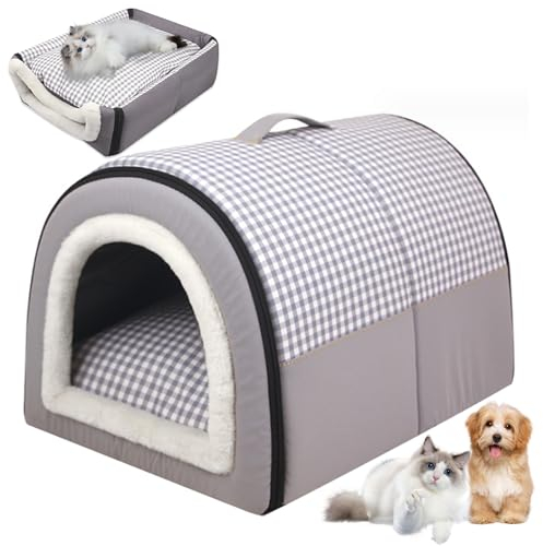 Hyperu Cat Cave Dog Bed House Waterproof Warm Foldable Bed with Removable Cushion Non-Slip Cover Condos