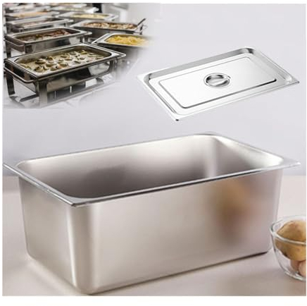 NJDQFA Rechteckig Buffet Speisenwärmer,Thermobehälter Für Speiseeis,Edelstahl Meal Prep Boxen Gastronormbehälter,1/1（53 * 32.5）,20cm0.8side