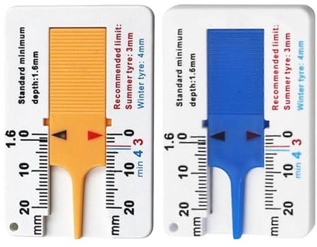 Ahuuen | Medidor de Profundidad de Neumáticos | Medición de 0-20 mm | Fácil de Usar y Transportar | Adecuado para Coche, Camión y Motocicleta