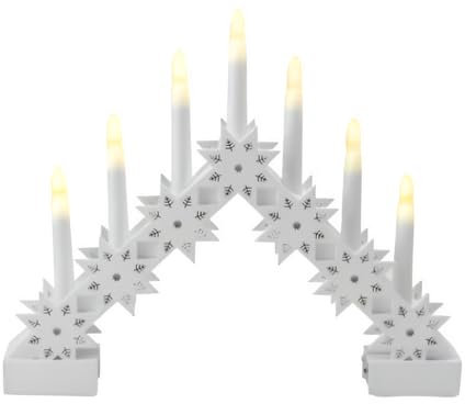 ReTaaj Wooden Christmas Candle Bridge 7 LED Bulb Window Decoration Arch Battery Operated Lights Indoor Home Xmas Party 40cm x 33cm (White)