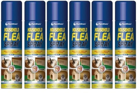 GSV Essentials Tick & Flea Repellent Spray For Animals, Fast Acting Solution, Long-Lasting, Quick-Drying Formula, Non-Staining Formula, Use on Bedding, Carpets, Furniture (6PCS, 200ML)