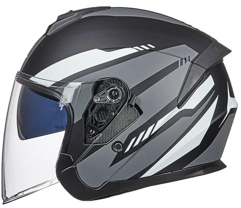 JATIBOSH Respirant Anti-Rayures Classic Casque Moto avec Visière, Facile À Utiliser RéTro Demi Casque avec Mentonnière Réglable, pour Adapté Aux Motos ÉLectriques Scooters ECE Certifiés