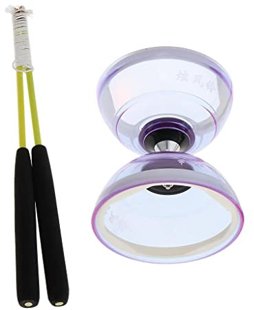 Dickly Juggling Toys Diabolo Lumineux à Triple Roulement avec Baguettes et Ficelle 13 Cm, Violet