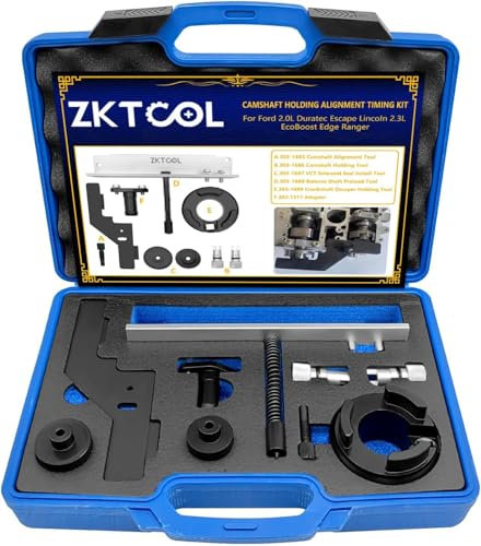 ZKTOOL Motor-Einstellwerkzeug, Kurbelwellen-Stoßdämpferhalterung, Ausgleichswellen-Vorspannwerkzeug, VCT-Magnetventildichtungsmontage, Kompatibel mit Ford 2.0L Duratec Escape EcoBoost Edge Ranger